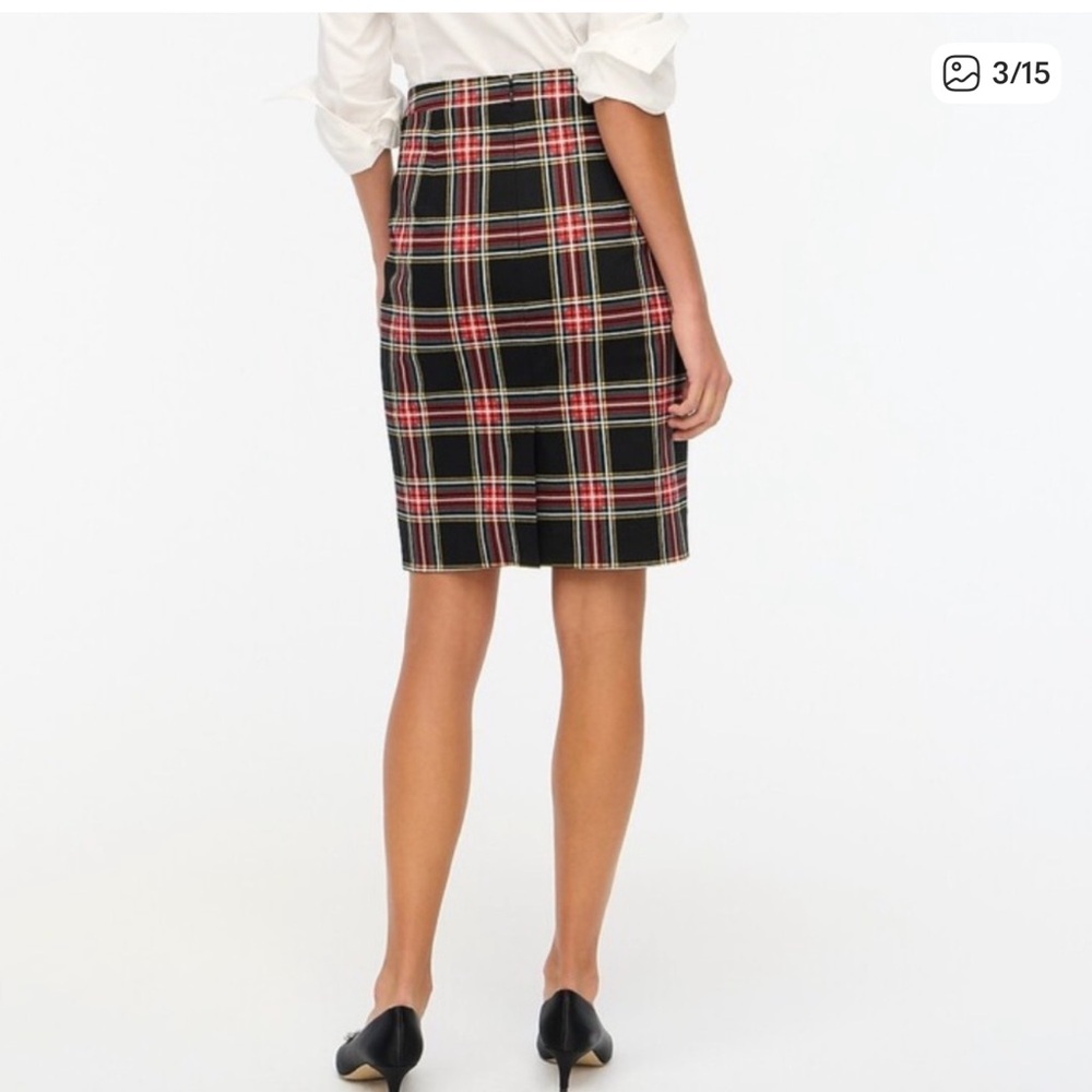 J. Crew Red and Black Tartan Plaid Pencil Skirt - Picture 5 of 8